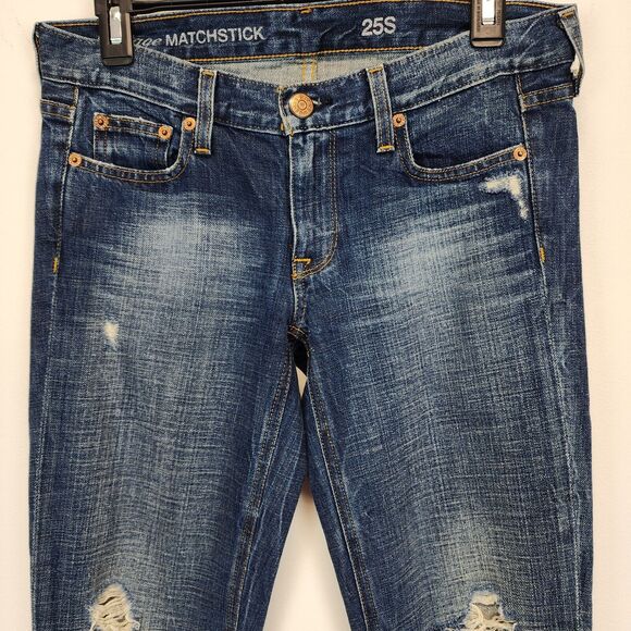 J.Crew Vintage Matchstick Ripped Jeans Size 27S Stretch Low Rise Distressed - Picture 3 of 13